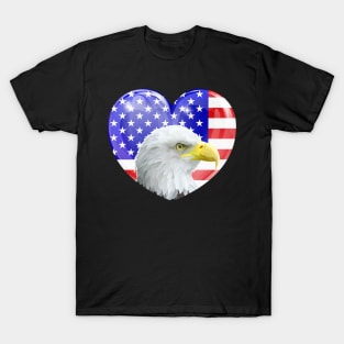 American Bald Eagle Love Heart T-Shirt